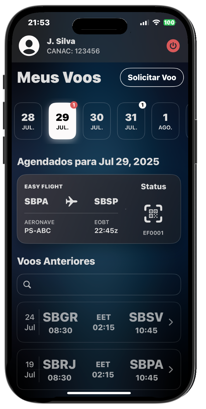 Tela de acompanhamento de voo do app Alfa Zulu
