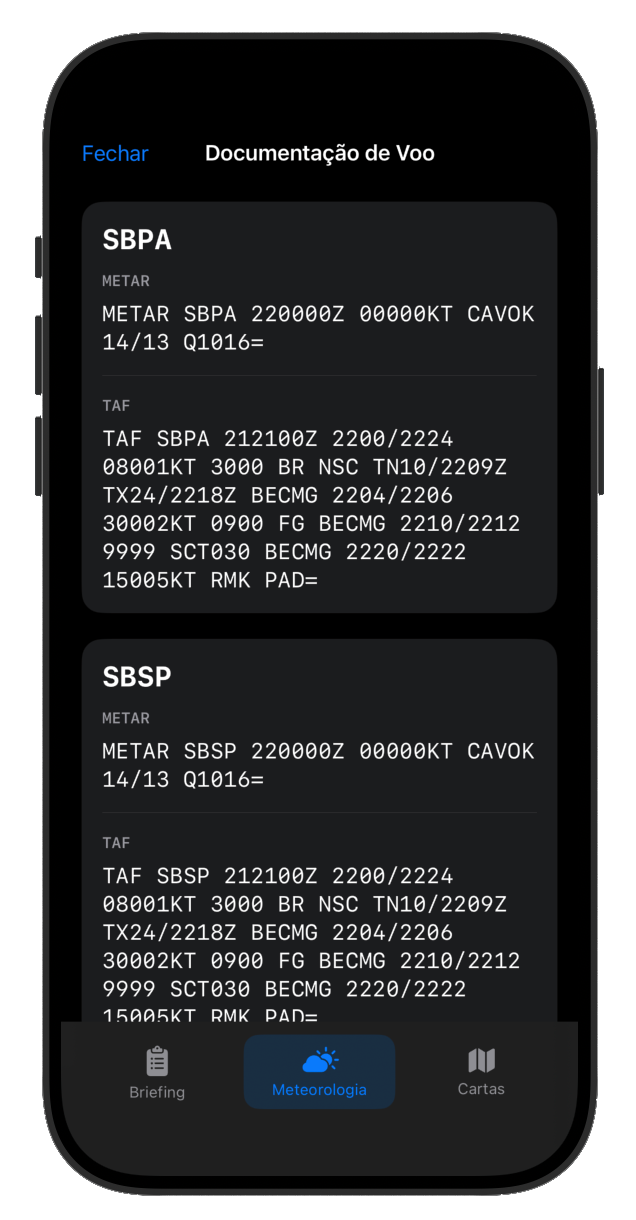 Tela de documento 2 do app